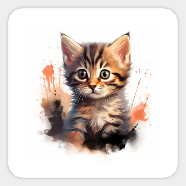 The Watercolor Cute Ginger Cat Sticker by MonPrint